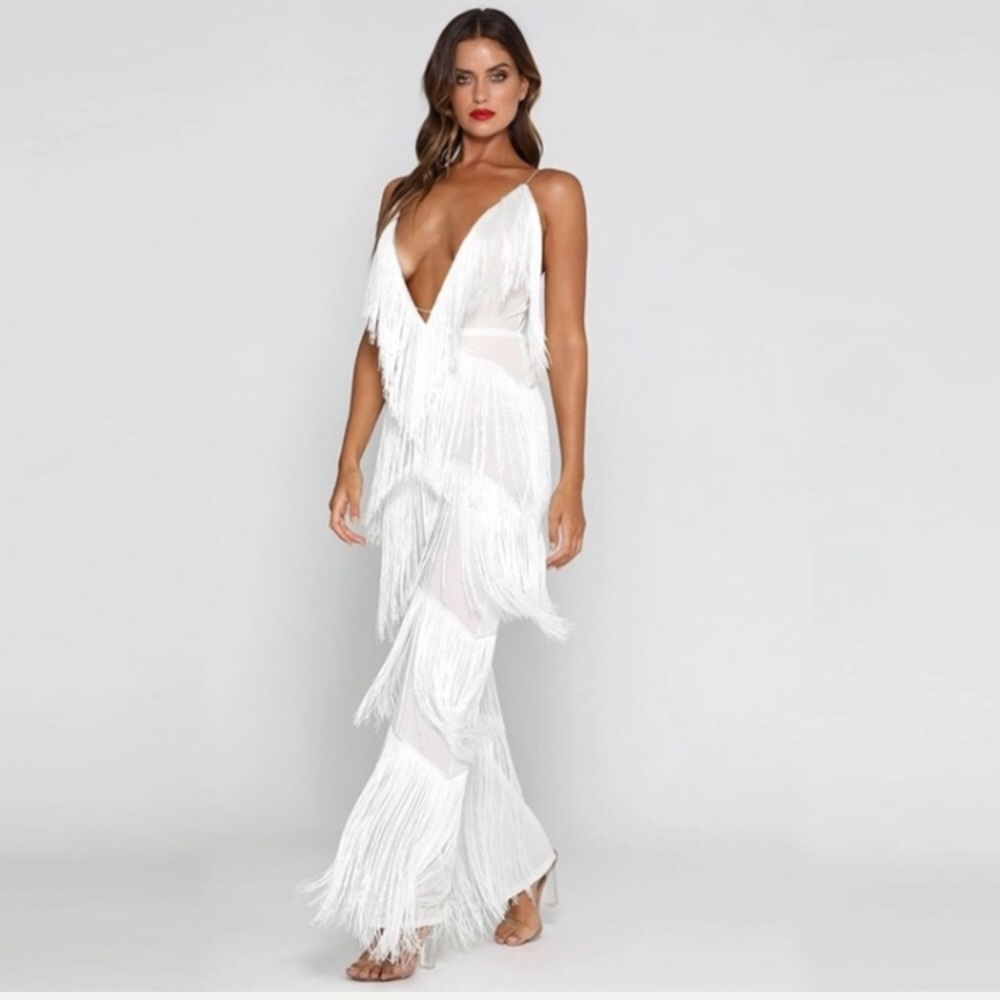 🎉 Host Pick! 🎉 NEW! White Fringe Jumpsuit